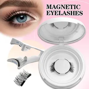 Magnetic Eyelash Set with Application Clip - Glue-Free & Alcohol-Free False Eyelashes Kit, Easy to Use Synthetic Lashes for Natural Look - Comfortable & Safe Eyelash Extensions, Reusable-with Applicator (one Set), Eyelash Extension Kit