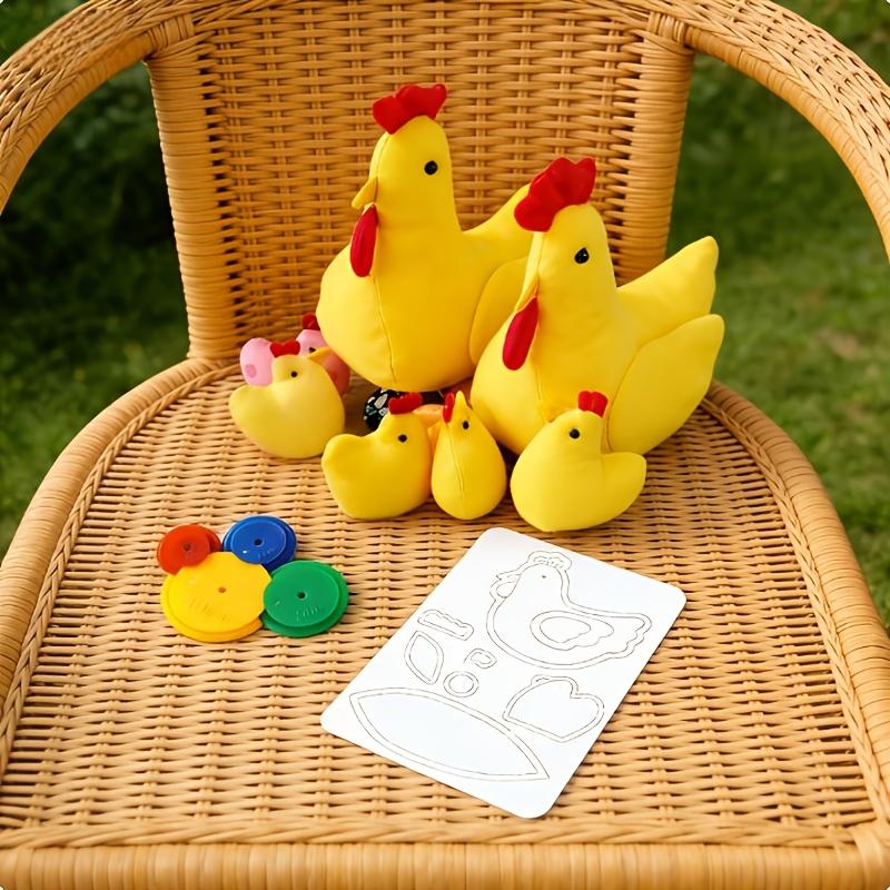 Chicken-themed Patchwork Sewing Template (with 4 tracing tools and hen family motifs) - a colorful handmade guide for quilting, handcrafting, Easter crafts, compatible with sewing machines and hand sewing