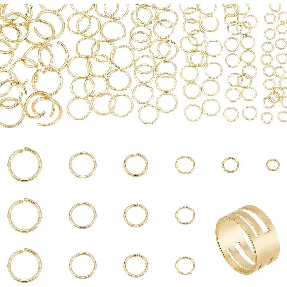 120 count 304 Stainless Steel Jump Rings, 4/5/6/7/8/10mm Golden Open Jump Ring Connector Rings O Ring Chainmail Rings for Earring Bracelet Necklace   DIY Craft Making
