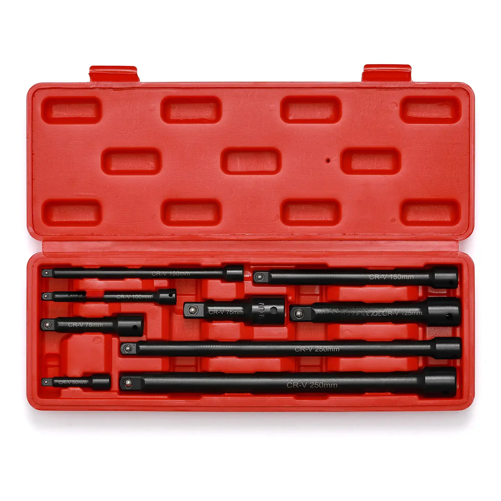9-Piece Ratchet Extension Bar Set - 1/4", 3/8", 1/2" Drive Socket Extensions, Premium Chrome Vanadium Steel with Black Phosphate Finish, Standard Size Compatibility, Ratchet Extension Standard