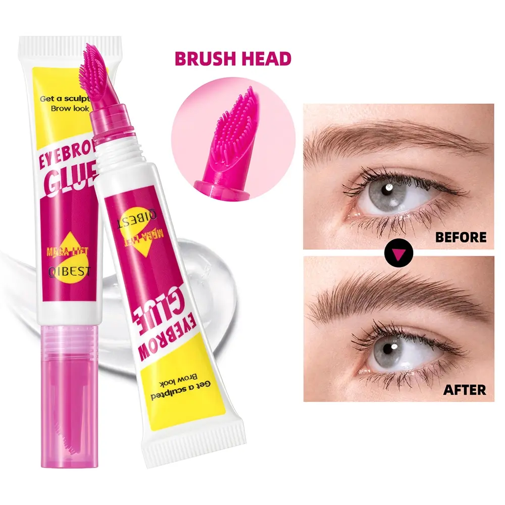 Clear Eyebrow Glue Gel, Waterproof Sweat Proof Long Lasting Brow Styling Wax with Comb Brush, Quick Dry Transparent Brow Setting Gel for 3D Wild Feather Eyebrows, All Day Hold Eyebrow Makeup Fixer