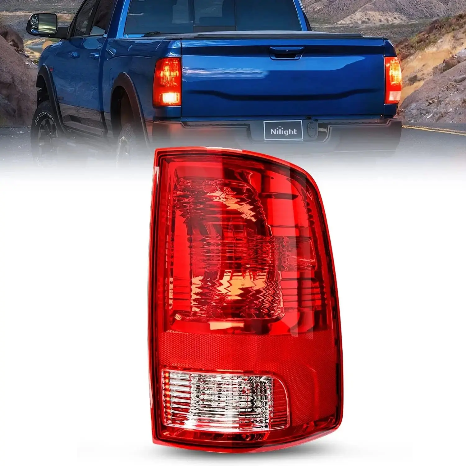 Nilight OE Look Tail Light Assembly - Rear Lamp Replacement for 2009-2018 Dodge Ram 1500/2500/3500 Ram Trucks, High Impact Passenger Side Brake/Turn Tail Lights