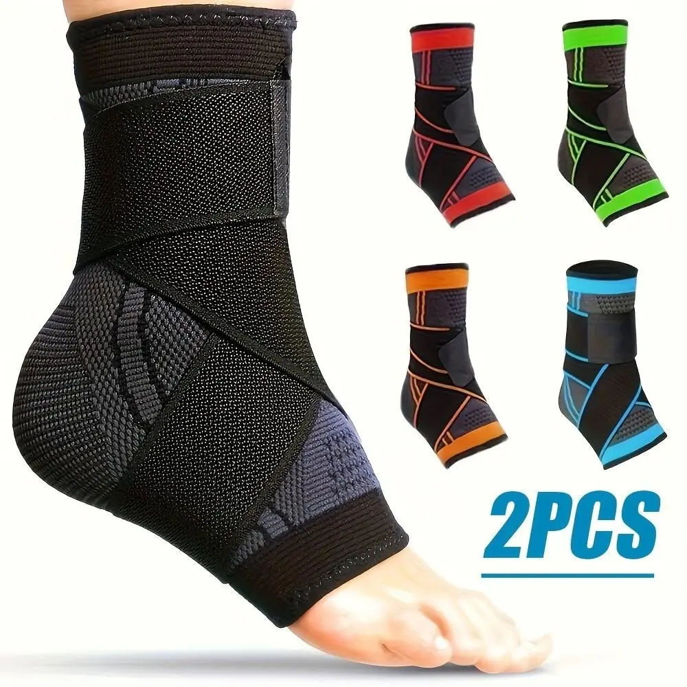 YYW1 2-Pack Elastic Breathable Ankle Support, Ankle Protective Compression Wrap, Adjustable Strap Compression Socks, Strong Support Gym Weightlifting, Wear