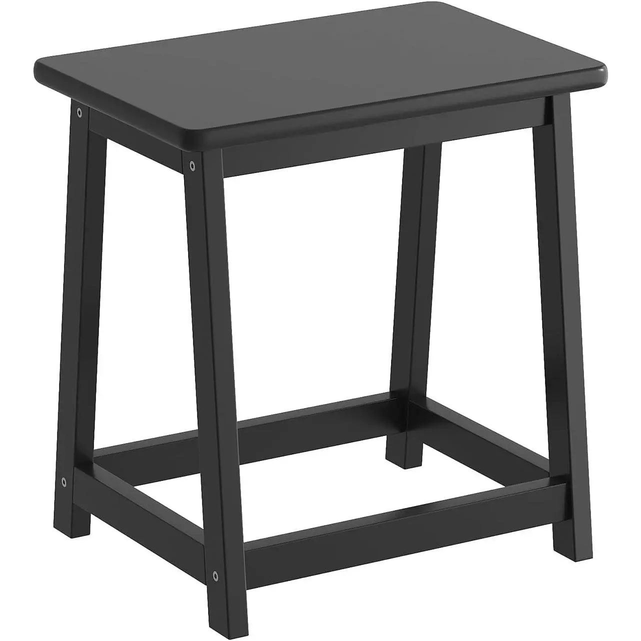 Black Wooden Tall Step Stool - Multi-Functional Indoor Seat, End Side Table, Plant Stand, Bedside Nightstand for Living Room, Kitchen