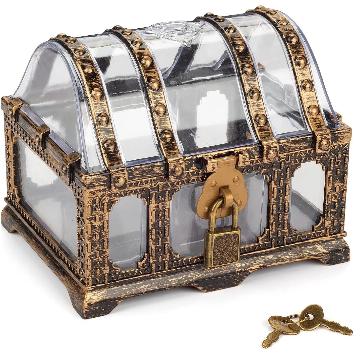 Transparent Antique Treasure Chest for ,Plastic Pirate Storage and Decorative Box