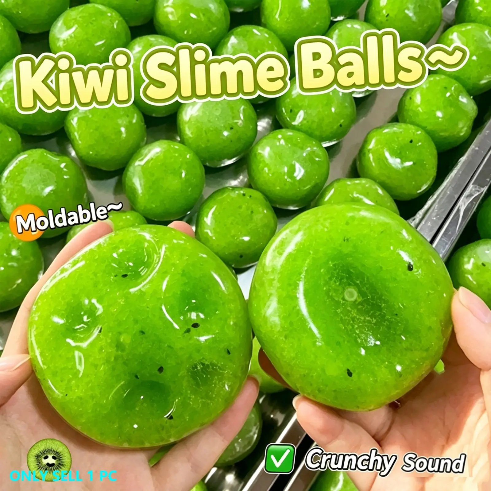Kiwi Ice Sand Ball - Handmade DIY Stress Relief Squeezing Toy, Stress relieving item, with Crispy Sound and Rusty Texture - Relieve Anxiety - Autism Playable Toy - Birthday - Party