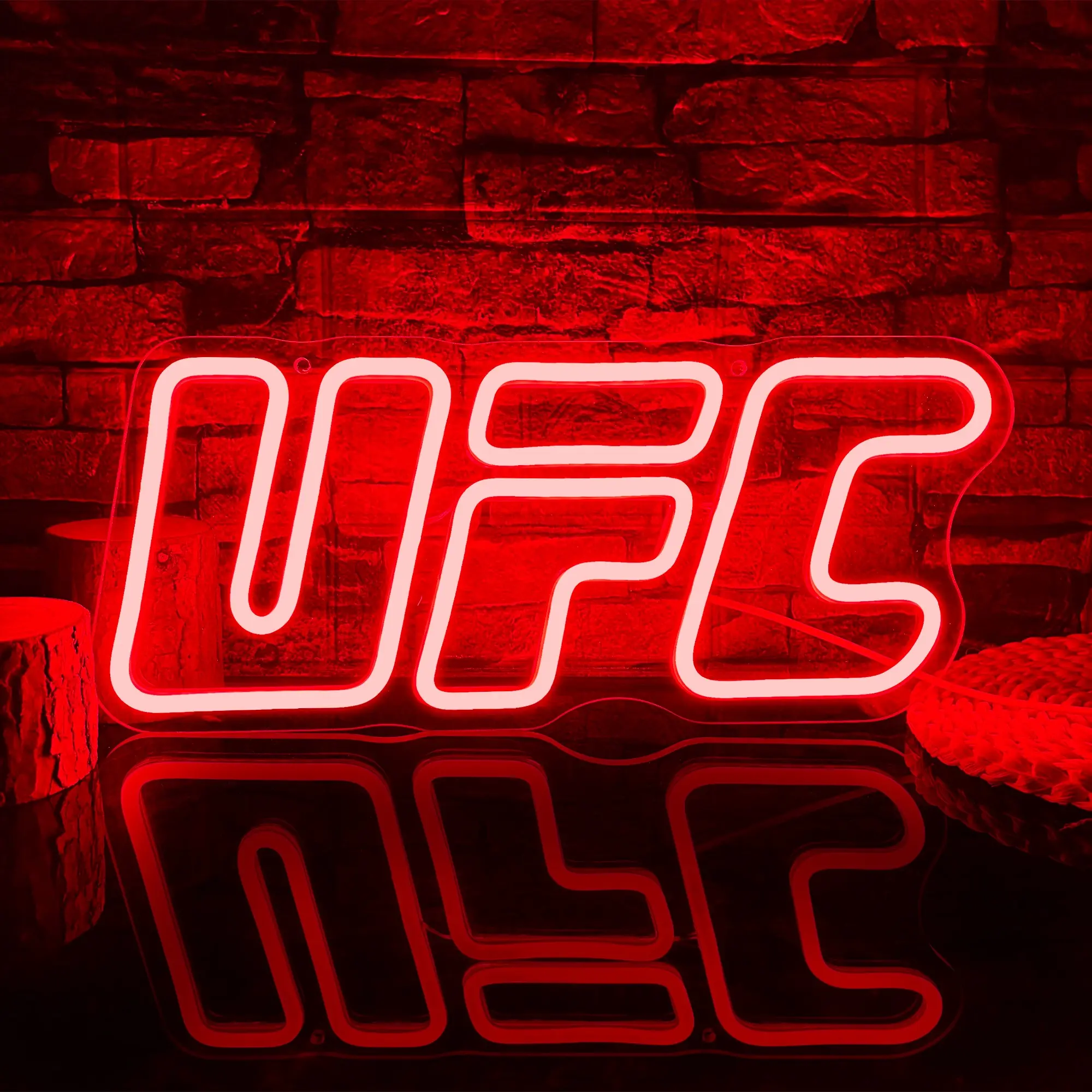 UFC Neon Sign LED Neon Light, Ultimate Fighting Sign Wall Hanging Neon, USB Powered Light Up Red Sign Perfect for UFC Championship Boxing Rooms Club Party Birthday Gift Fans Gift