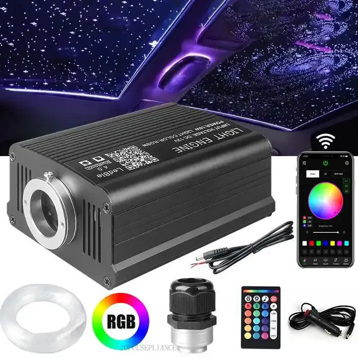 Fiber Optic Car Home Headliner Star Light Kit, Roof Starlight Ceiling Lights, App+24 Key Remote Control, Static 16Color And Rgb Light Change, Fade, Jump, Spark, Mode Speed Sensitivity Adjustment, Interior Led Vehicle20PULSEPLIANCE