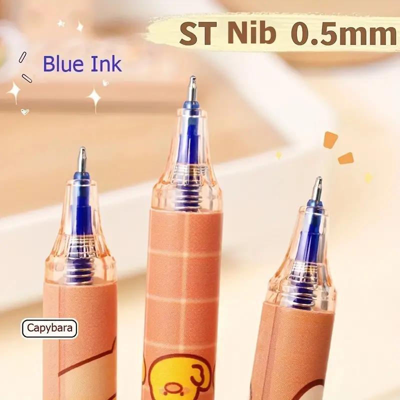 Cartoon Bear Design Erasable Gel Pen (6 Counts/set), Cute Blue Ink Writing Pen with Box, Writing Stationery for School & Office & Home