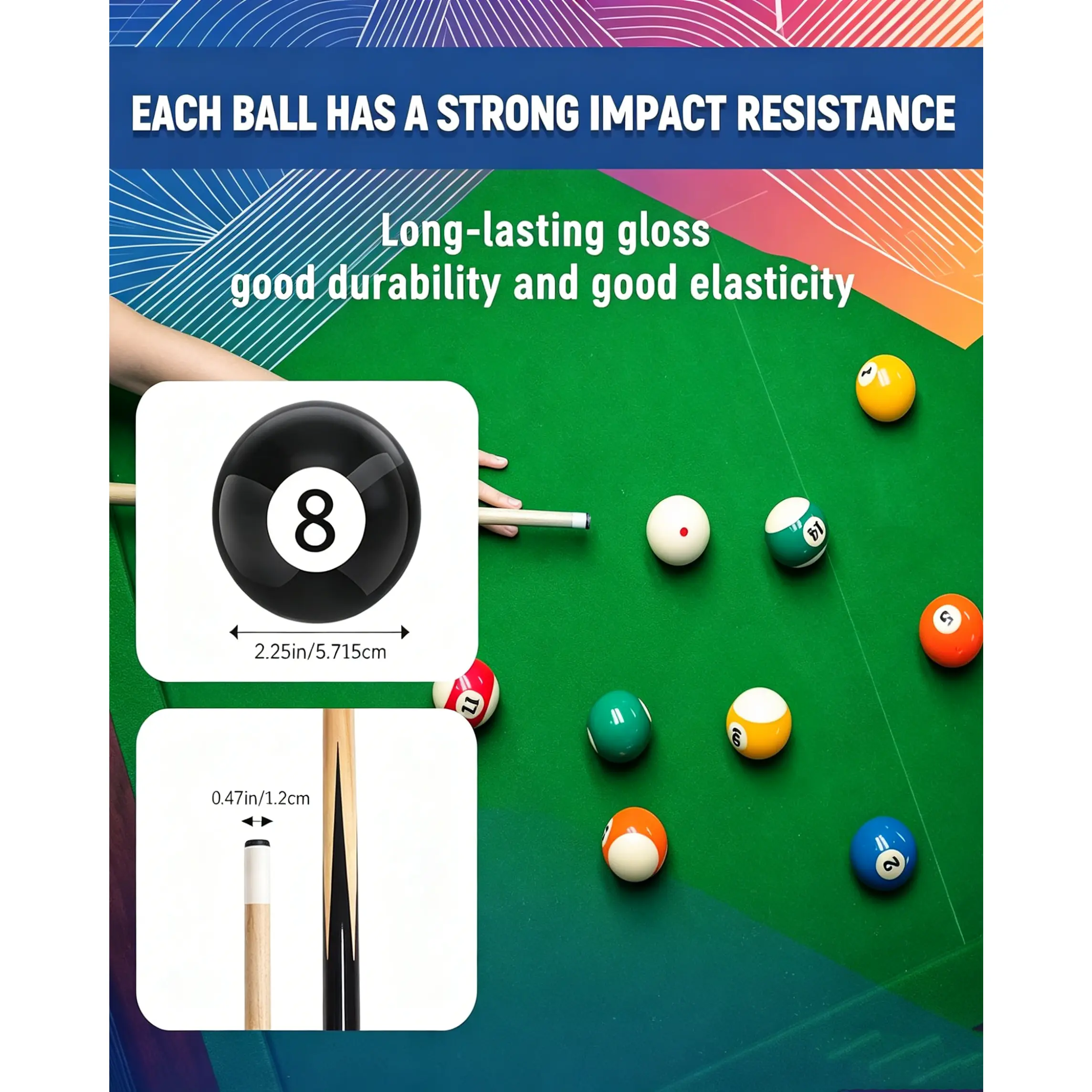 Billiard Accessories Set Pool Cue Chalk Tips Triangle Rack Brush Cleaning Cloth Stickers Kit for Snooker Table Balls