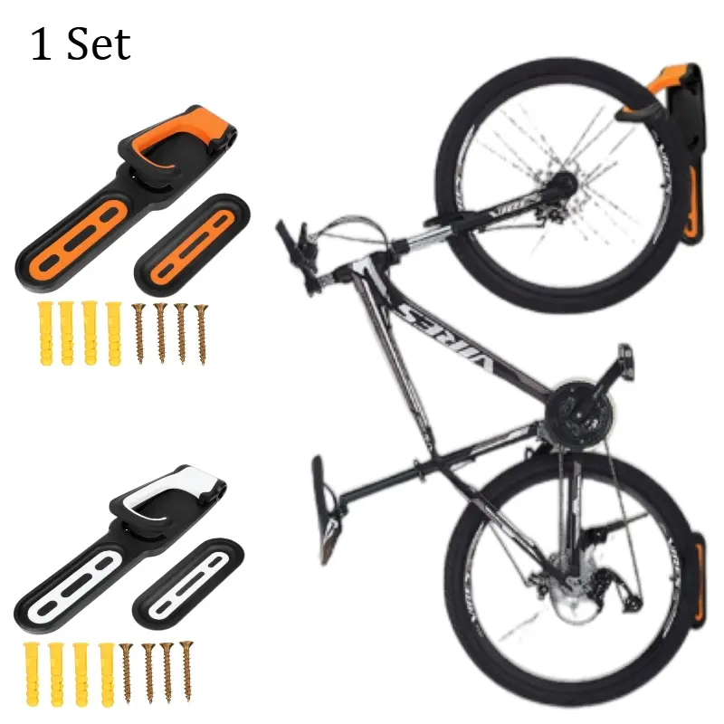 Foldable Bike Wall Mount Hook, sturdy installation and long-lasting load capacity to save space. Compatible with road bikes, mountain bikes, commuter bikes, folding bikes and wheels of various sizes.
