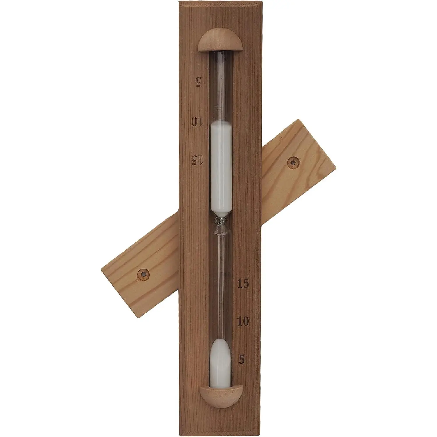 Deluxe Cedar Wall-Mounted Rotating Sauna Sand Timer 15 Minutes Choose Your Sand Color (15 Minutes, White)