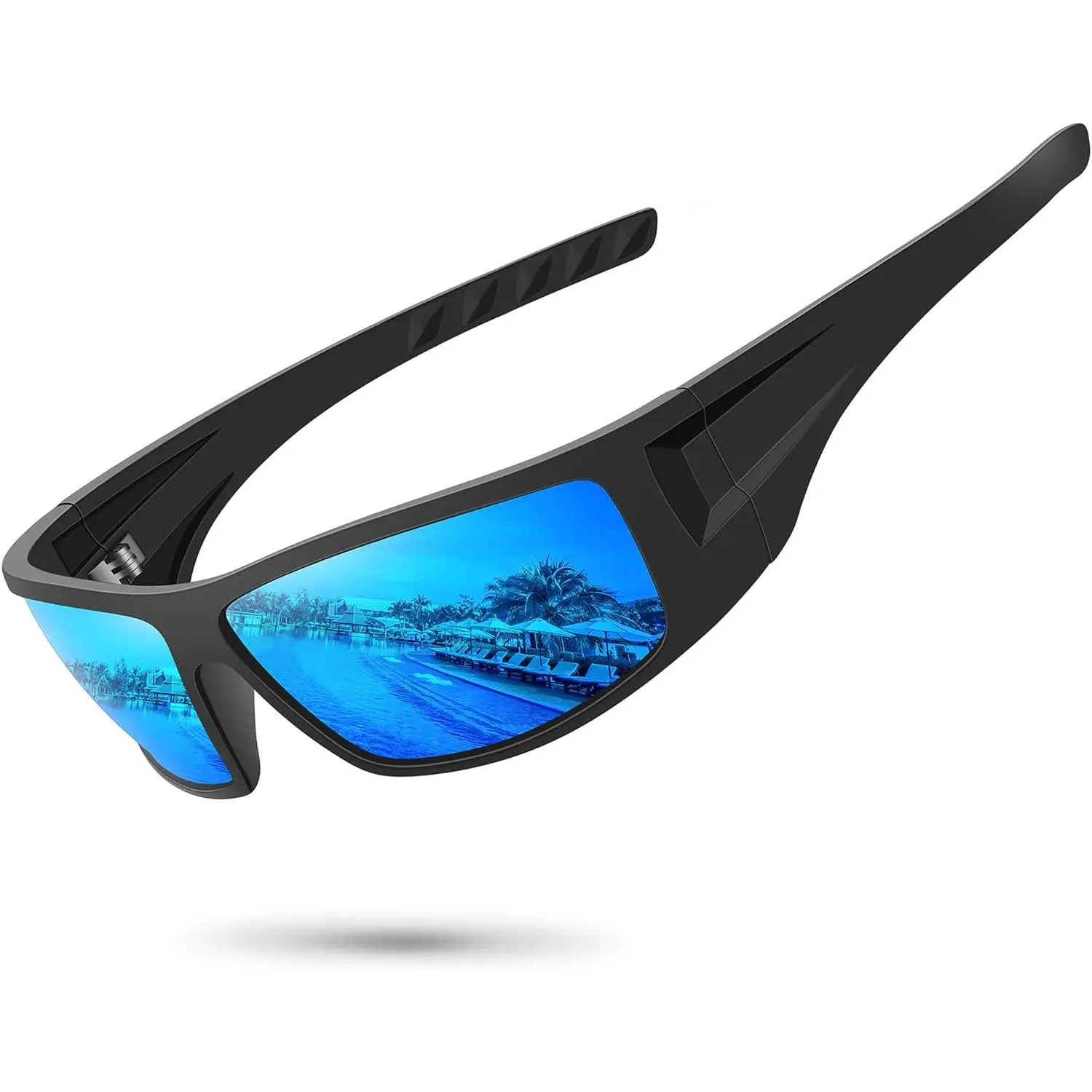 Polarized Sports Sunglasses for Men - Plastic Frame, Unbreakable, UV400 Blocker, Anti-Glare, 120 mm Leg Length, Wrap-Around Design for Driving, Sailing, Cycling