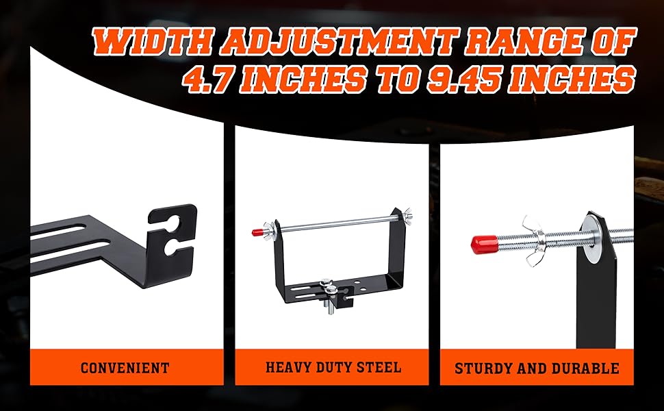 1 Pack Weed Wacker Trimmer Line Holder,Line Spool Rack,Adjustable Width Bracket,with Mounting Hardware,Supports 3 & 5 Pound Spools, for Landscape Trailer Organization Accessories