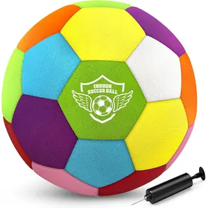 Size 4 Indoor Soccer Ball - Soft Silent Foam with Realistic Bounce for Youth Skills Practice, Dribbling & Juggling, for Home Use, Ideal Soccer Gift for Kids 3-12