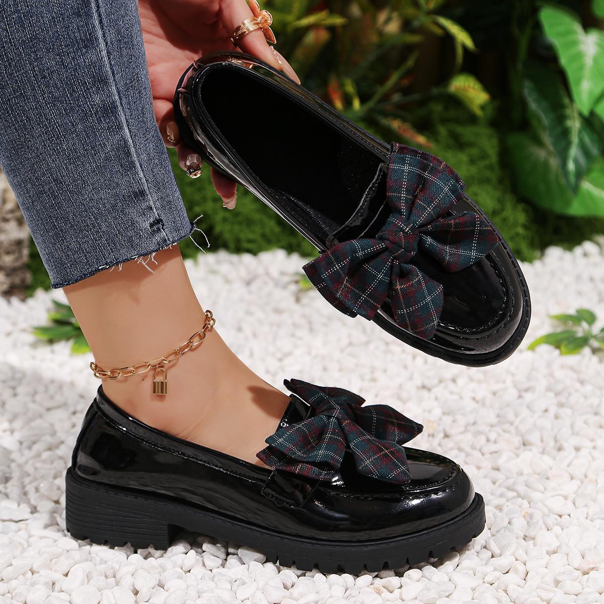 Womens Loafers Shoes Bow-knot Platform Chunky Penny Loafer Lug Sole Comfortable Slip On Work Office Business Casual Dress Shoes