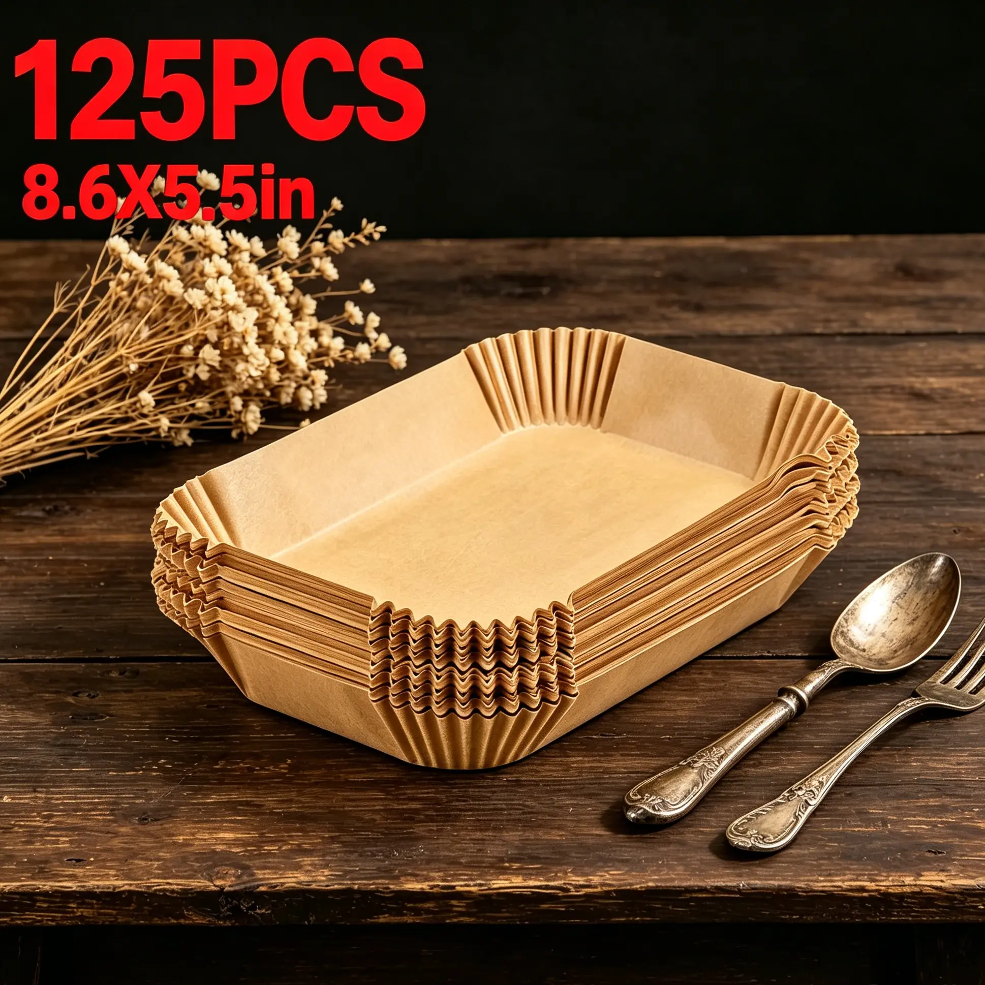 125Pcs universal rectangular air fryer , dual cooker baking liner, non-stick sheet, single sheet no residue, oil barrier sheet for holiday party food making parchment paper
