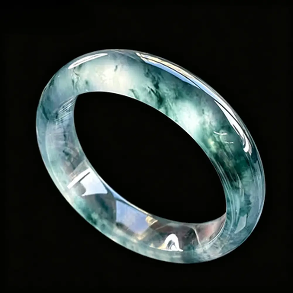 Ice-type floating flower Dulong jade bangle, quartzite jade jadeite bracelet