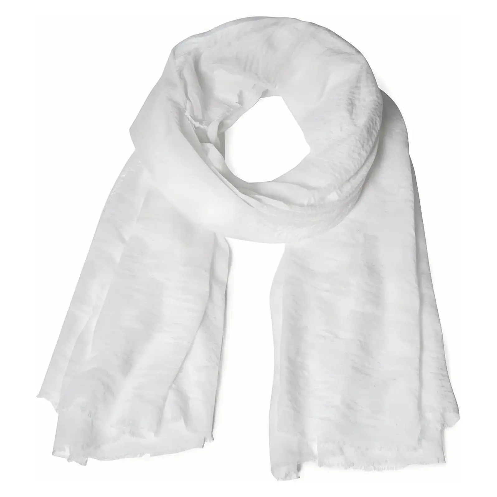 Women's Summer Cotton Linen Crinkle Scarf Long Beach Shawl Wrap Hijab with FringeGift