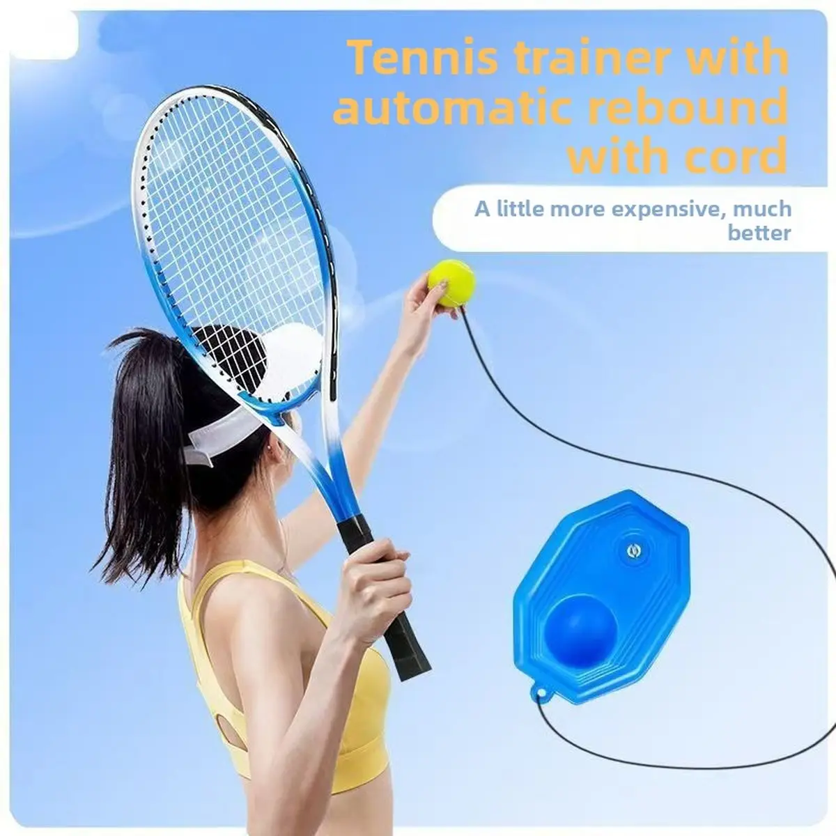 Single Tennis Trainer Rebound Ball with String, Beginner Self-Practice Training Kit