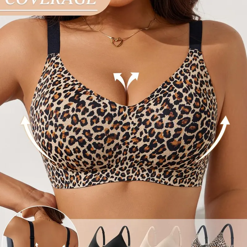Women's Jelly Bra Set (1-5 Pieces), Seamless Wire-Free Design, Soft Full-Coverage Medium Support, Sexy Slim Fit Style, All Seasons Wear, Seamless Cup