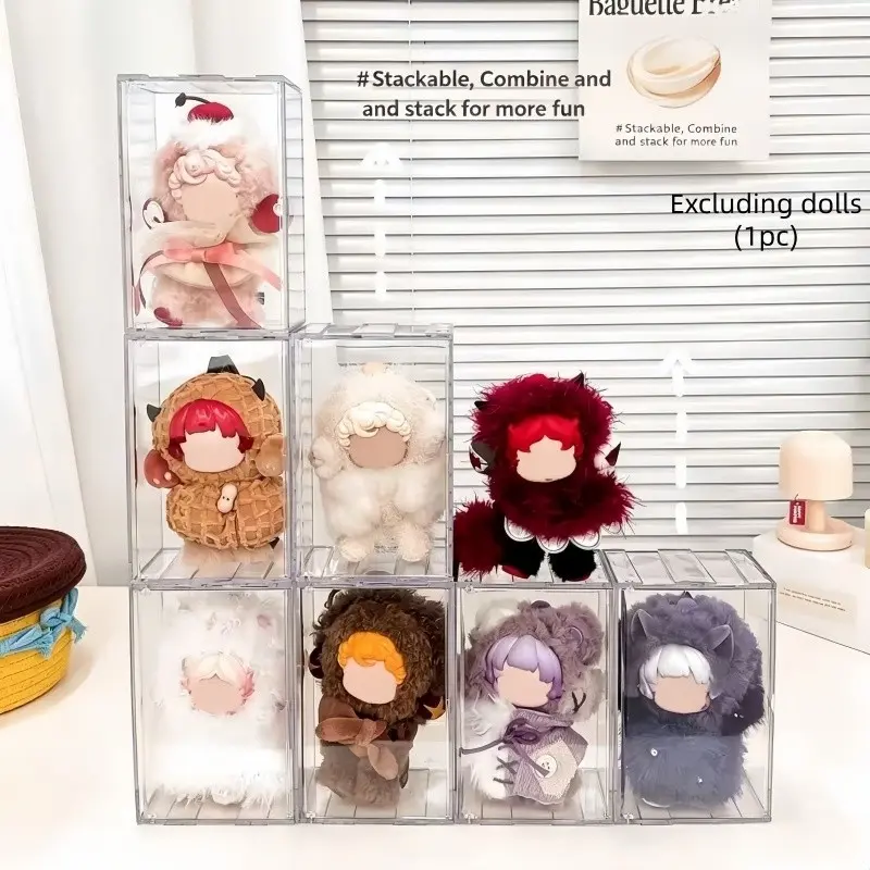 Acrylic Storage Container for Labubu Dolls, Skullpanda Dolls, Collectibles Storage, Dustproof Organizer, Bedroom Nightstand, Desk Decor, Miniature Doll Display Case