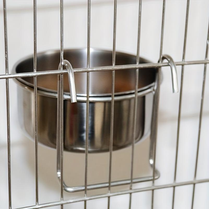 A non-spillable stainless steel hanging dog bowl with gripper, Hanging Feeder, hanging dog cage feeding basin to protect the neck