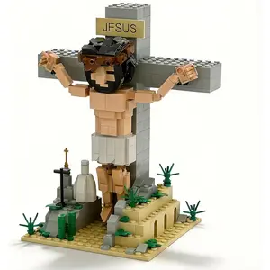 Jesus Crucifix Building Block Set for Adults, Christian Building Kit with Cross Scene, Religious Home Decor Display Model, Easter Gift, Christian Gifts for Men and Women