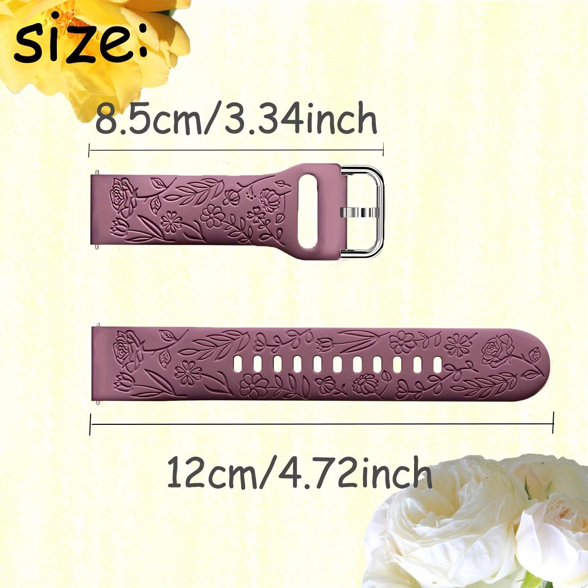 3-Pack Floral Engraved Silicone Watch Bands – 20mm Soft Waterproof Sport Strap for Samsung Galaxy Watch 3–5 & Active 2, Rose & Sunflower Design, Unisex