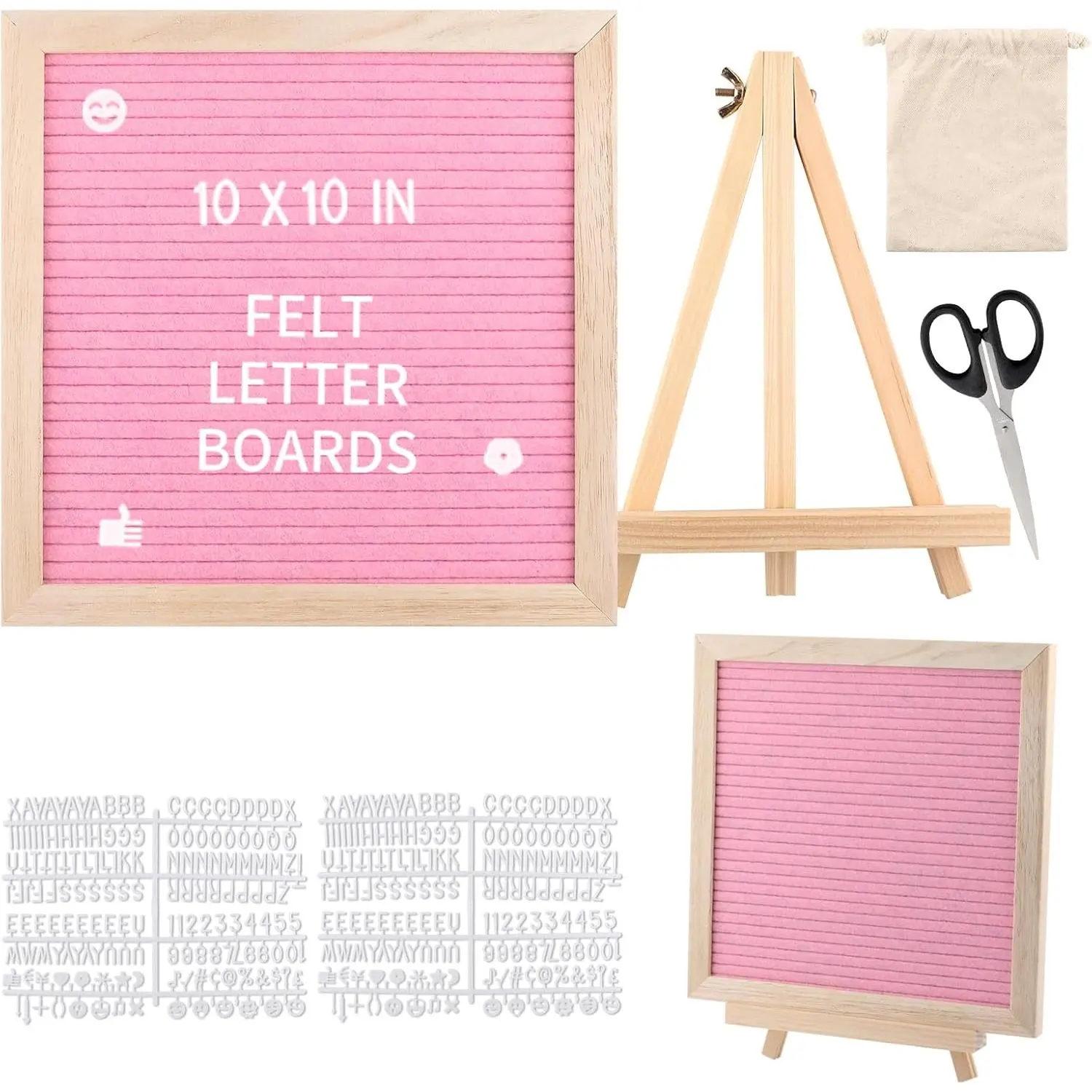 Felt Letter Board 10x10 Inch with Stand,  Changeable Message Board with 340 Letters Numbers & Symbols, Wooden Frame Felt Sign for  Announcement, Wedding, Party,  or Office Decor
