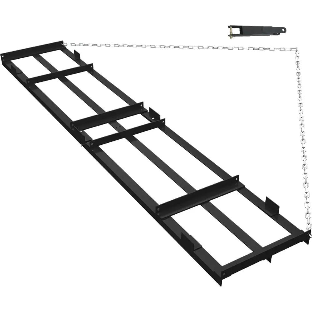 4-Feet Drag Harrow Driveway Grader with 6 FT Chain | Heavy Duty Tow Behind Land Leveler for ATV, UTV, Tractor & Mower, Perfect Gravel & Soil Rake