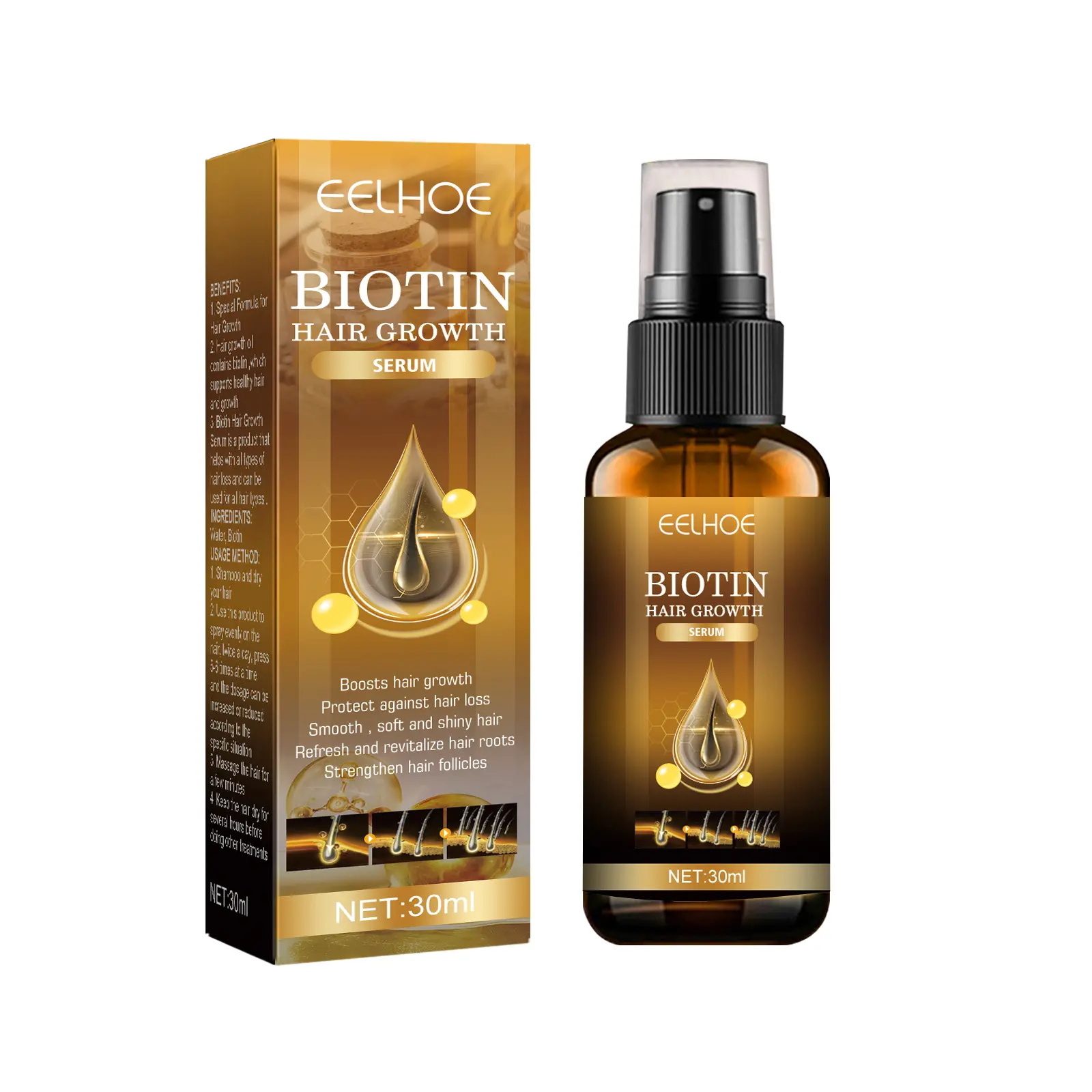 EELHOE Biotin Scalp Care Spray - Hair Growth, Strengthening and Repairing Hair, Nourishing and Protecting Hair Root Spray 30ml