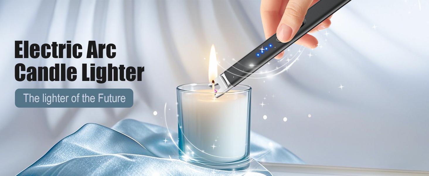 3 Pack Electric Candle Lighter USB Rechargeable Arc Lighter with Safety Lock, Windproof Flameless Plasma Long Matches Lighters for Candle, Grill, BBQ, Camping, Gas Stoves (Black,Pink,Blue)
