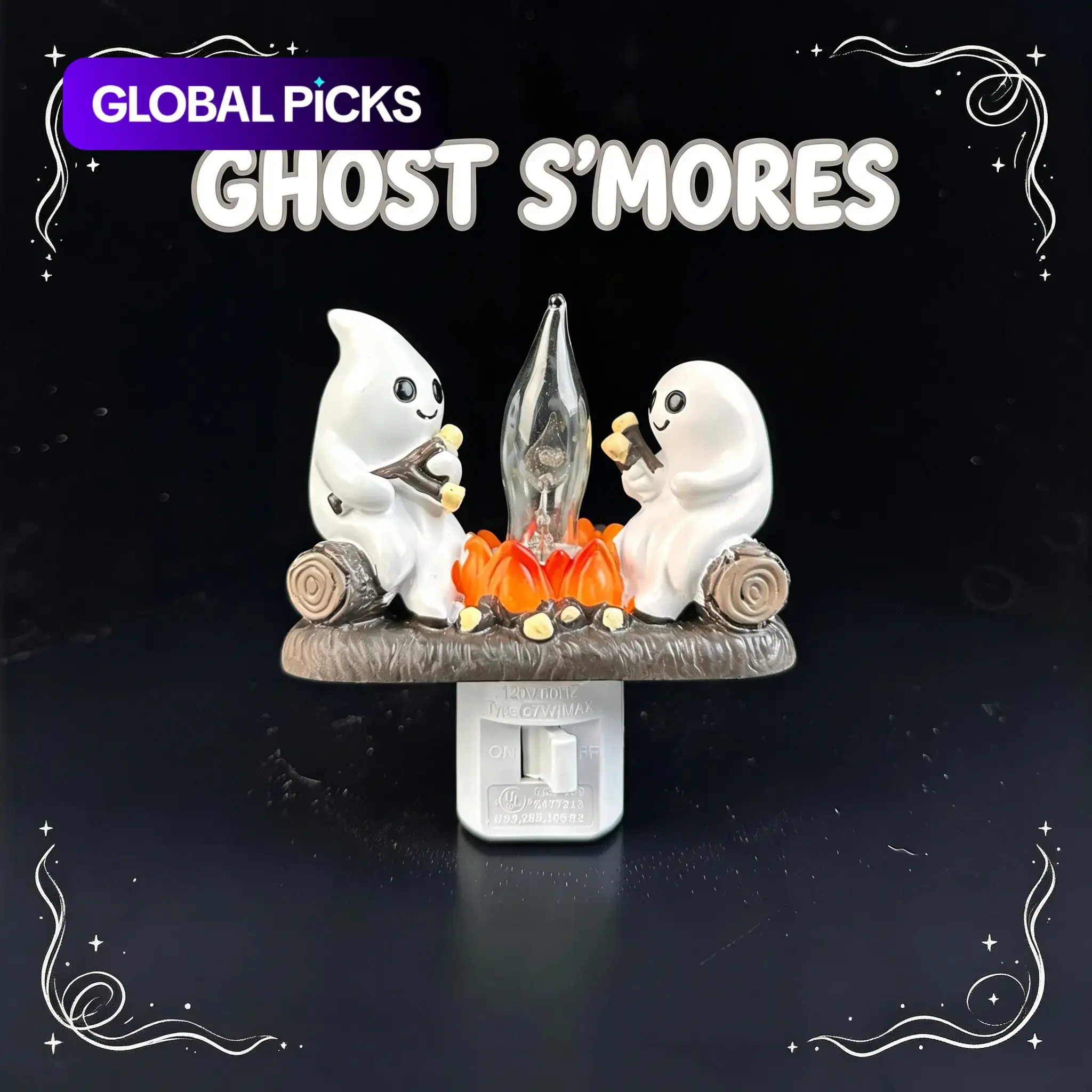 Ghost Fire Pit Flashing Night Light, Halloween Party Decoration, Plug-In Realistic Campfire Night Light, Horror Spooky Cotton Candy Fire Pit, Halloween Gift, Party Lighting Decoration #GLOBAL PICKS