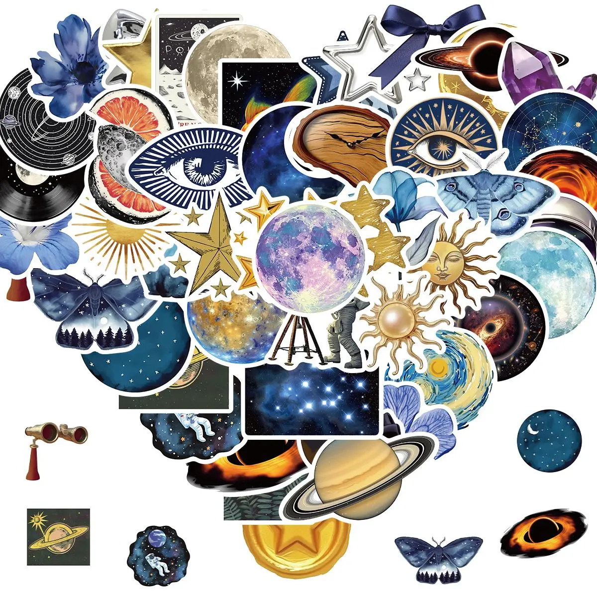 Celestial Sticker Pack, 50pcs Planet Moon Space Astronomy Sticker, Waterproof Cosmic Galaxy Sticker for Students and Adults