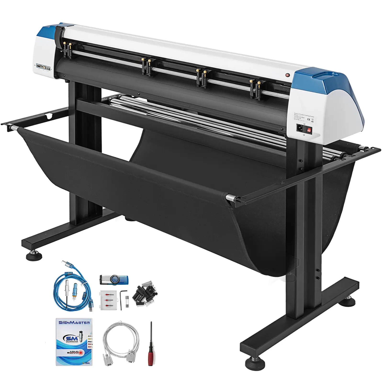 53-Inch Automatic Contour Vinyl Cutter Plotter for Sign Makers - Adjustable Force, Adjustable Speed, Floor Stand Included, Signmaster Software Compatible, Inches