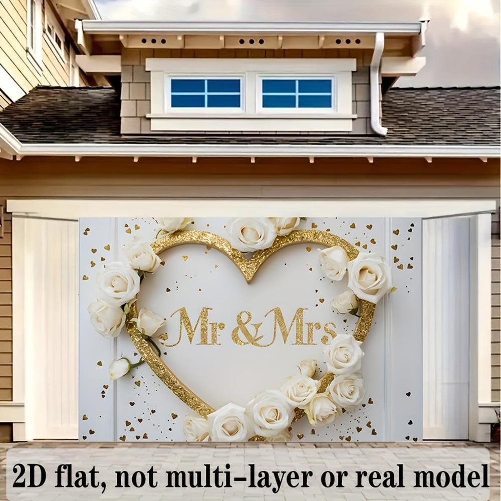 Mr & Mrs Wedding Background Decoration 2D Flat Banner Polyester Photo Props for Home Room Wall Party Decor Supplies Gift