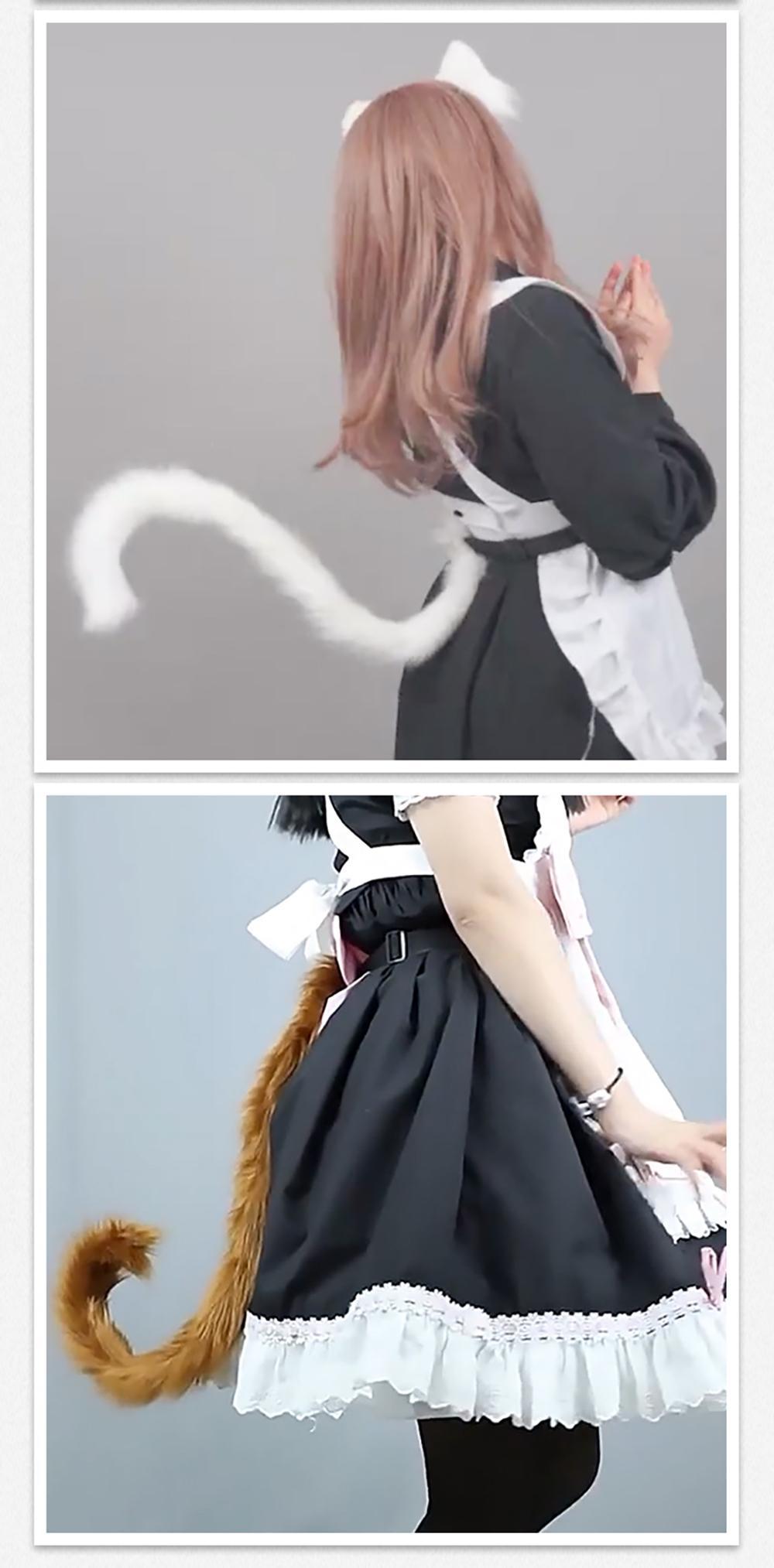 2Pcs/set Plush Cat Ears Tail Set Realistic Lolita Headband Cat Tail  Props Hand-made Simulation Animal Ears