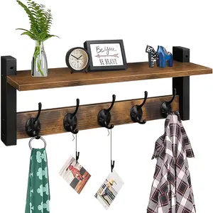 Heavy duty wall-mounted coat rack - industrial style metal hook, suitable for jackets and bags, multi-functional porch rack with shelf, anti-rust design, suitable for porches, utility rooms, corridors, practical hangers