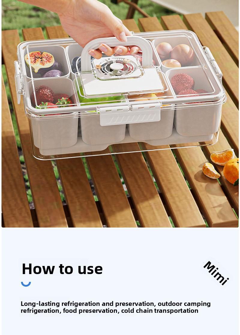 Divided Portable Ice Food Storage Container| Salad Draining Fresh Keeping Box with Compartments for Fridge Fruit Meal Prep Divided Portable Ice Food Storage Container| Salad Draining Fresh Keeping Box with Compartments for Fridge Fruit Meal Prep