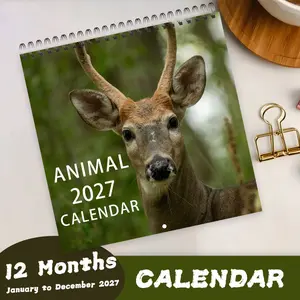 2027 Deer in the Woods Wall Calendar  with spiral binding, 12-page layout, high-quality thick paper, a great choice for home and office decor, beautiful illustrated cover, high-definition printing