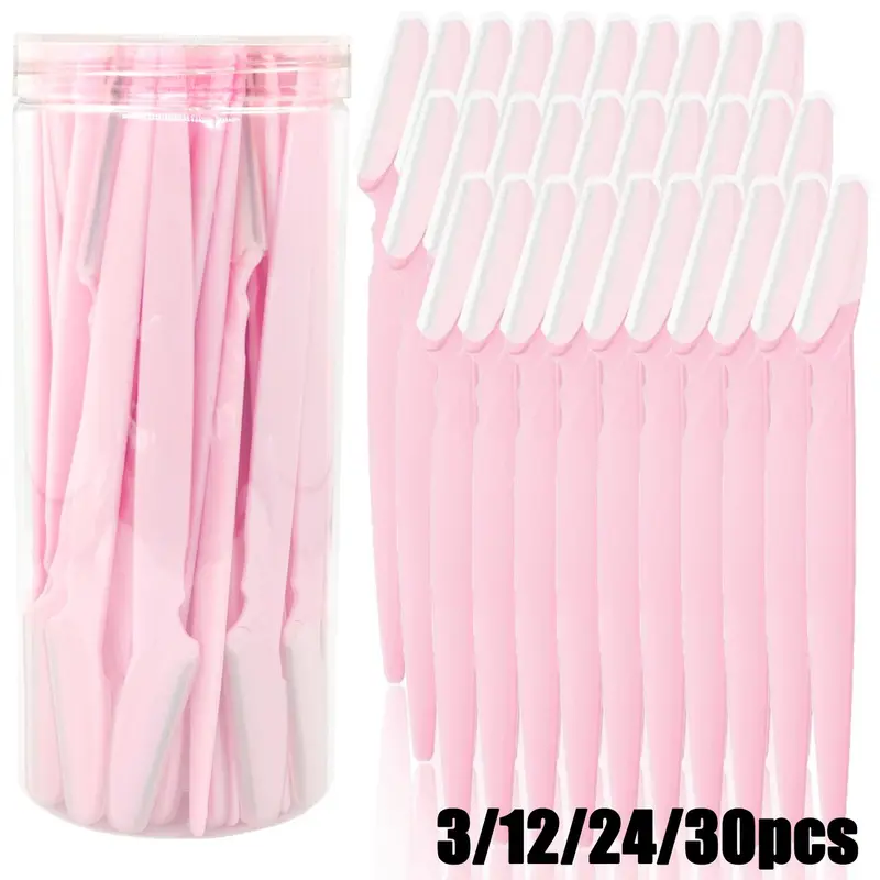 Pink Eyebrow Razor and Face Razor for Women and Men, Eyebrow Hair Trimmer and Shaver with Protective Cover, Stainless Steel, Safe and Newbie Friendly, Durable, Eyebrow Shaping Tool
