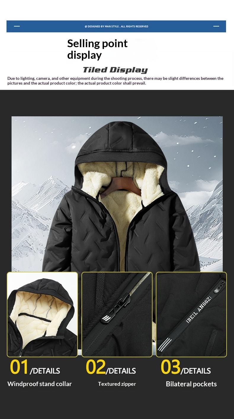 Three-Piece Set, 2025 New Ultrasonic Lamb Wool Cotton Jacket Three-Piece Set for Men, Warm Fleece-Lined Stand Collar Lamb Wool Cotton Jacket Clothes Menswear Hoodie Matching Pants Pants Suits Top Long Sleeve Long Sleeve Trouser Matching SpringStatements