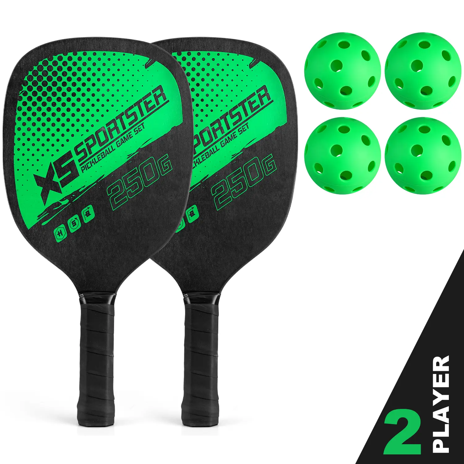 Wood Pickleball Paddles Set of 2 Wooden Pickle Ball Rackets with 4 Outdoor Pickleballs Premium Pickleball Starter Kit for Backyard Park Outdoor Recreation for Adults Beginners