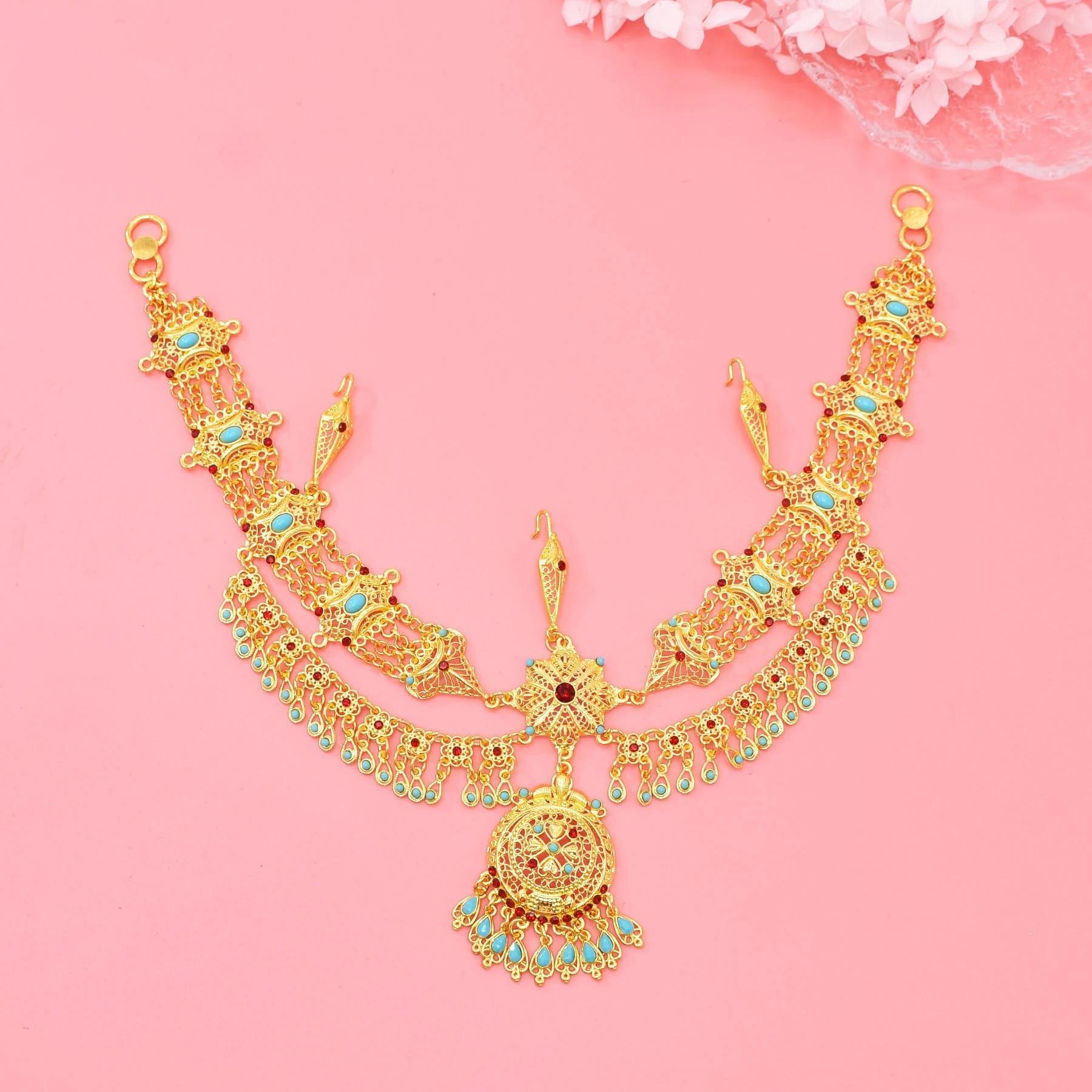 Golden Traditional Indian Ethnic Hair Accessories for Women Afghan Turkish Tribe Bride Wedding Head Chain Kurdish Female Jewelry