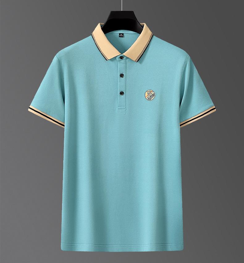 Men's Summer New Non-iron Solid Color Straight Leg Lapel Short Sleeve Business Casual Daily Polo Shirt