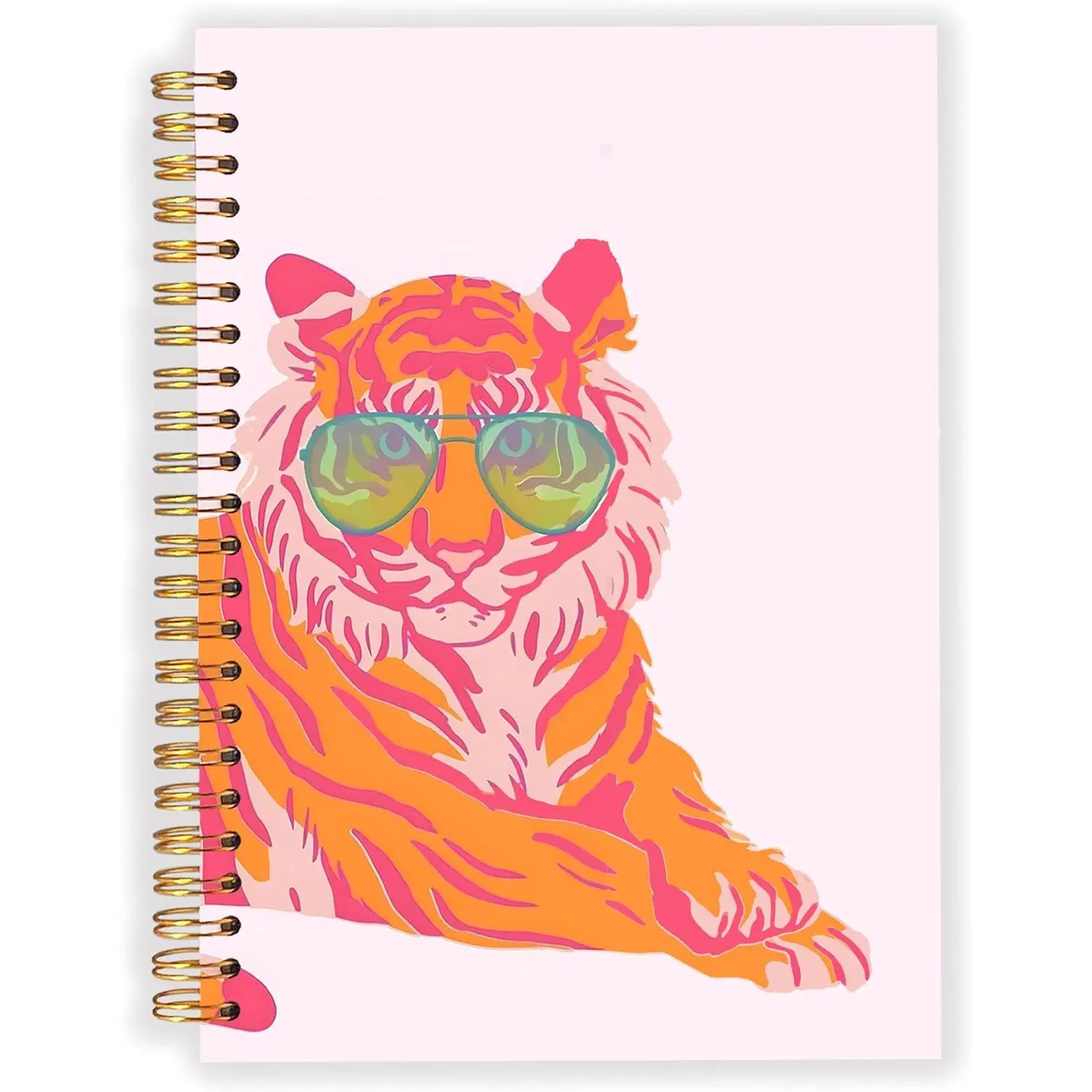 Preppy Tiger Notebook Journal for Women, Tiger Gifts for Women,  and Orange  Hardcover Spiral Notebook for Work Note Taking 5.5x8.3 in