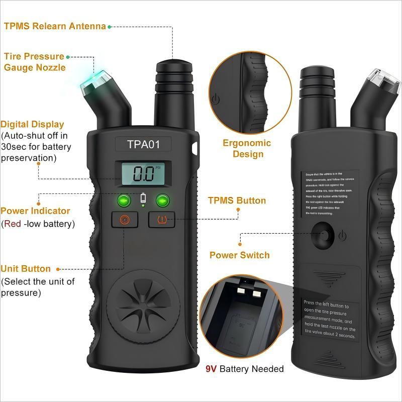 SUNDAY MIRTH [Limited Time Event]TPMS Relearn Tool Digital Tire Pressure Gauge TPA01 Plus 2 in 1 Tire Monitor System Activation Tool for GM Buick/Chevy/Cadillac,TPMS Sensor Reset Tool