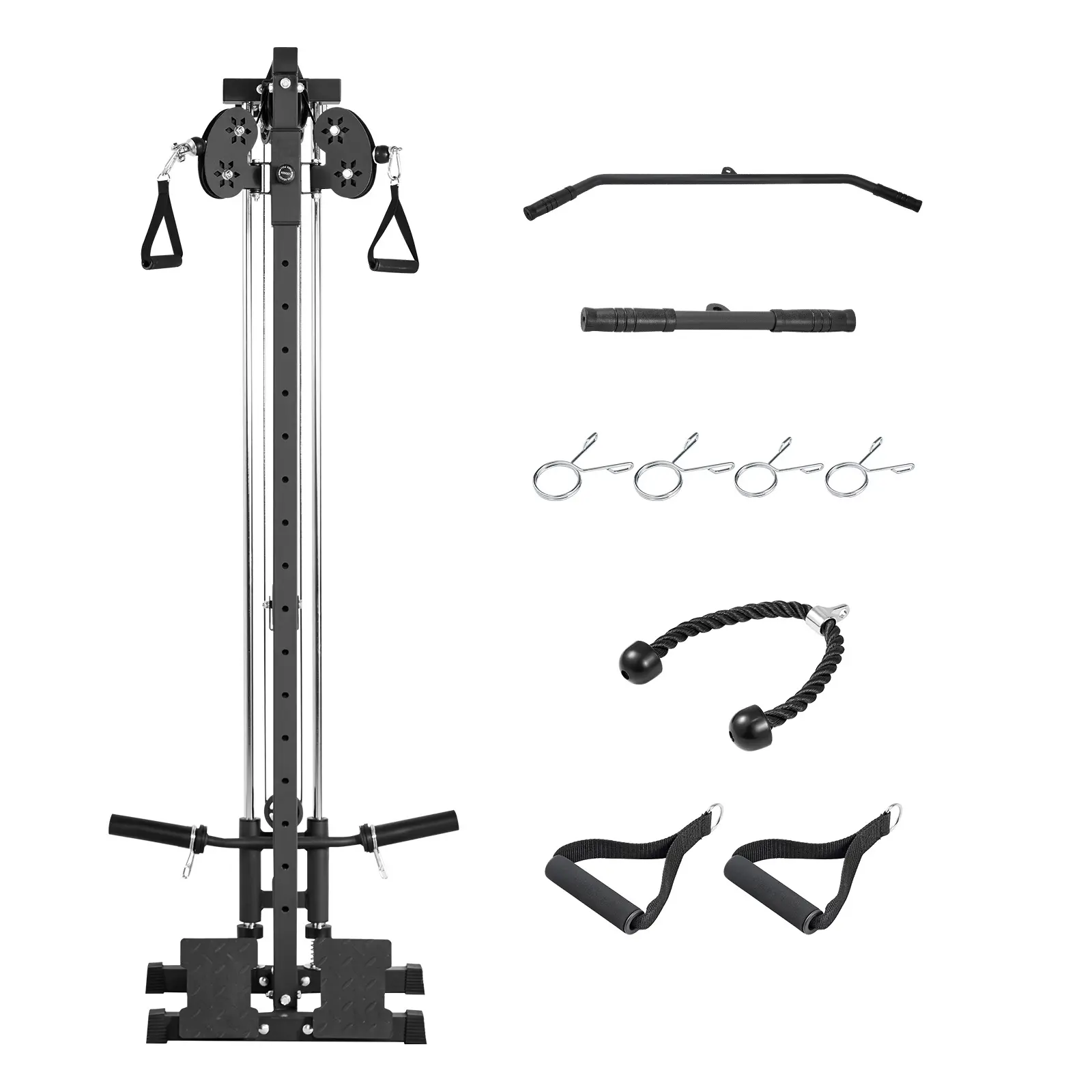LAT Pull Down Machine, 3-in-1 Row Cable Machine, Cable Machines Home Gym with 18-Level Height Adjustment, Load 500 lbs Lat Tower for Full-Body Workouts, Wall-Mount Design, Single-Arm Training