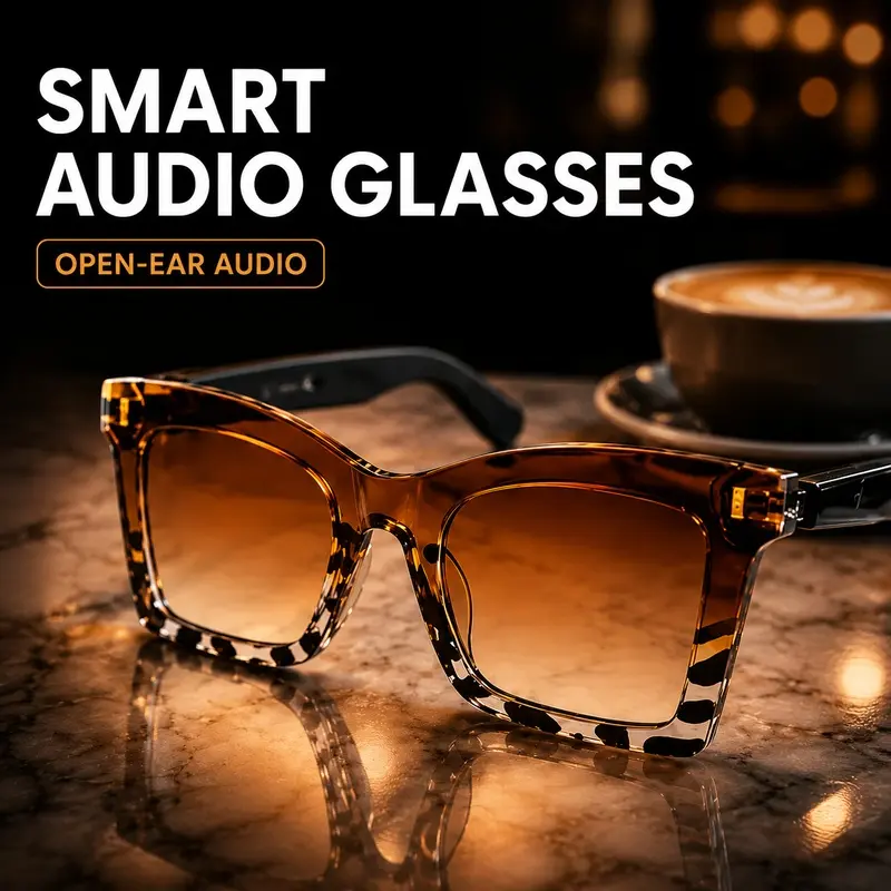 2026 New Women's Leopard Print Smart Glasses, Bluetooth6 Wireless Audio Glasses Equipped With Smart Wearable Sensors. Auto-connect To Bluetooth Once Worn, Ideal For Driving, Daily Use And Outdoor